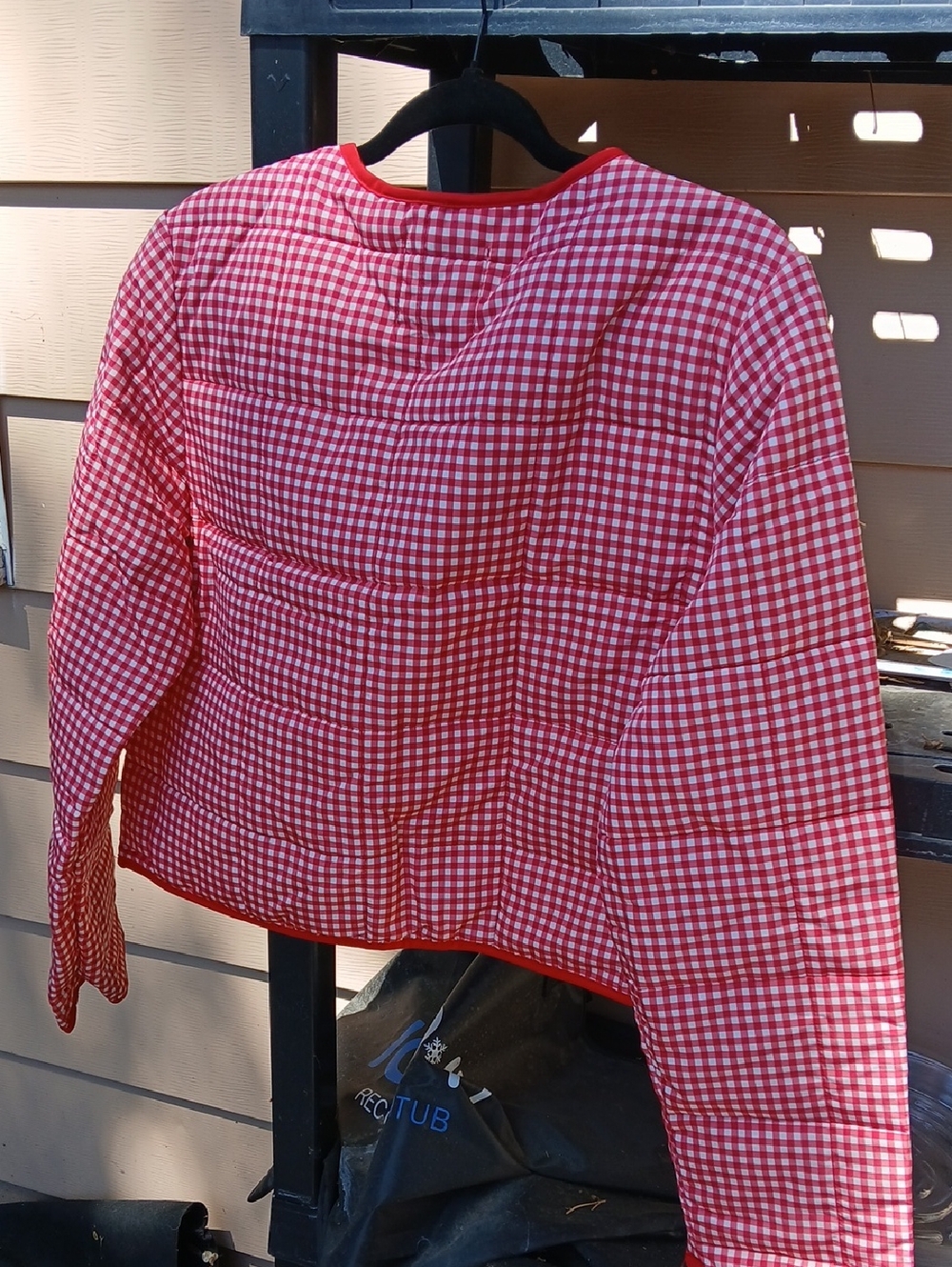 Stoosh Red and White Gingham Tie-Front Quilted Vest - Picture 10 of 10